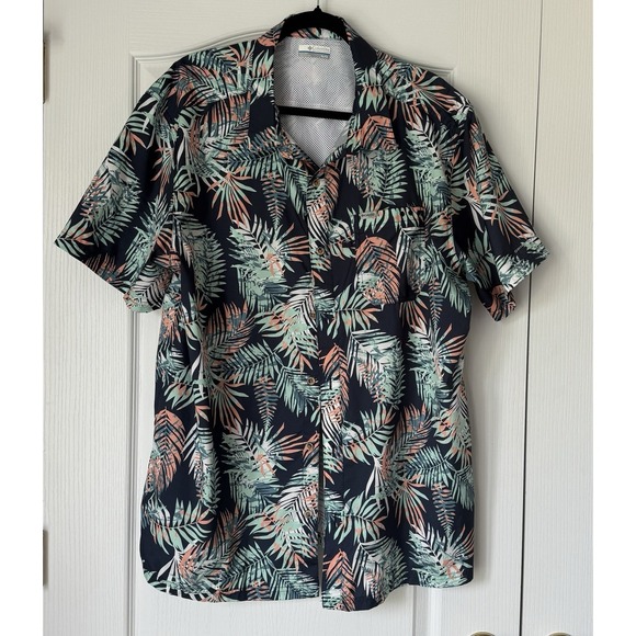 Columbia Other - COLUMBIA PFG Super Slack Tide Camp Shirt Men XL Black Palm Print Fishing Omni
